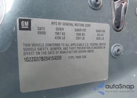 2009 Pontiac G6 из США, поврежденный, VIN 1G2ZG57B294154338